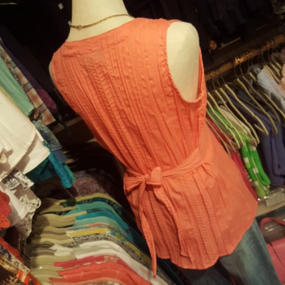 MYSTIQUE AURA PETITE ♡ Gorgeous Coral V Neck Embroidered Beaded Babydoll Top PS - Picture 8 of 14